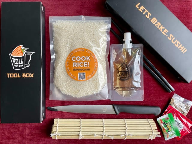 NON-PERISHABLE PRE-RECORDED SUSHI MAKING CLASS AND KIT