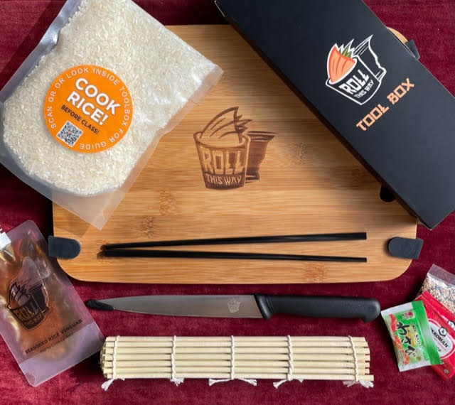 NON-PERISHABLE PRE-RECORDED SUSHI MAKING CLASS AND KIT